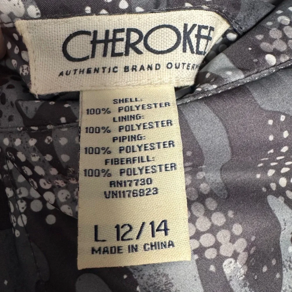 Cherokee Women's Puffer Vest‎ Reversible Black Gray Camo Sz Large 12/14